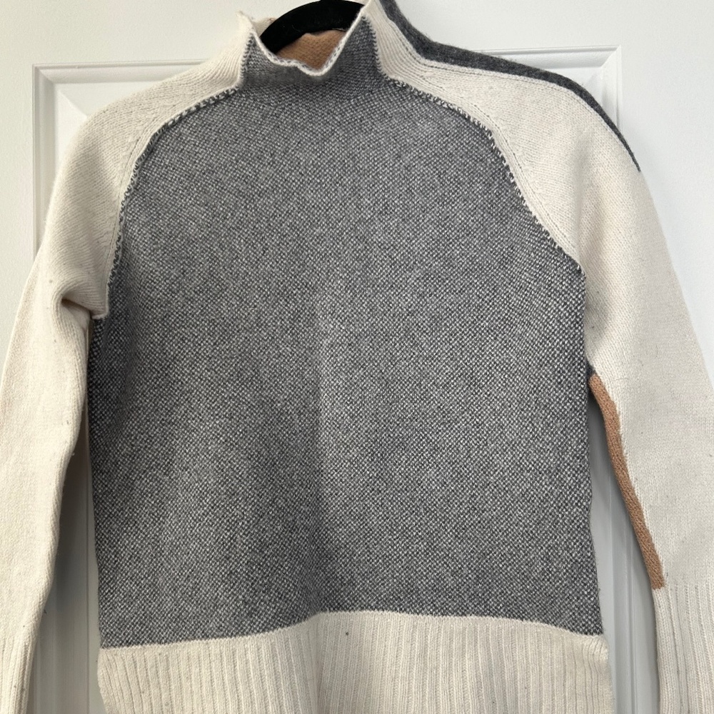Zaket & Plover Superfine Merino Wool Sweater XS Gray Ivory
